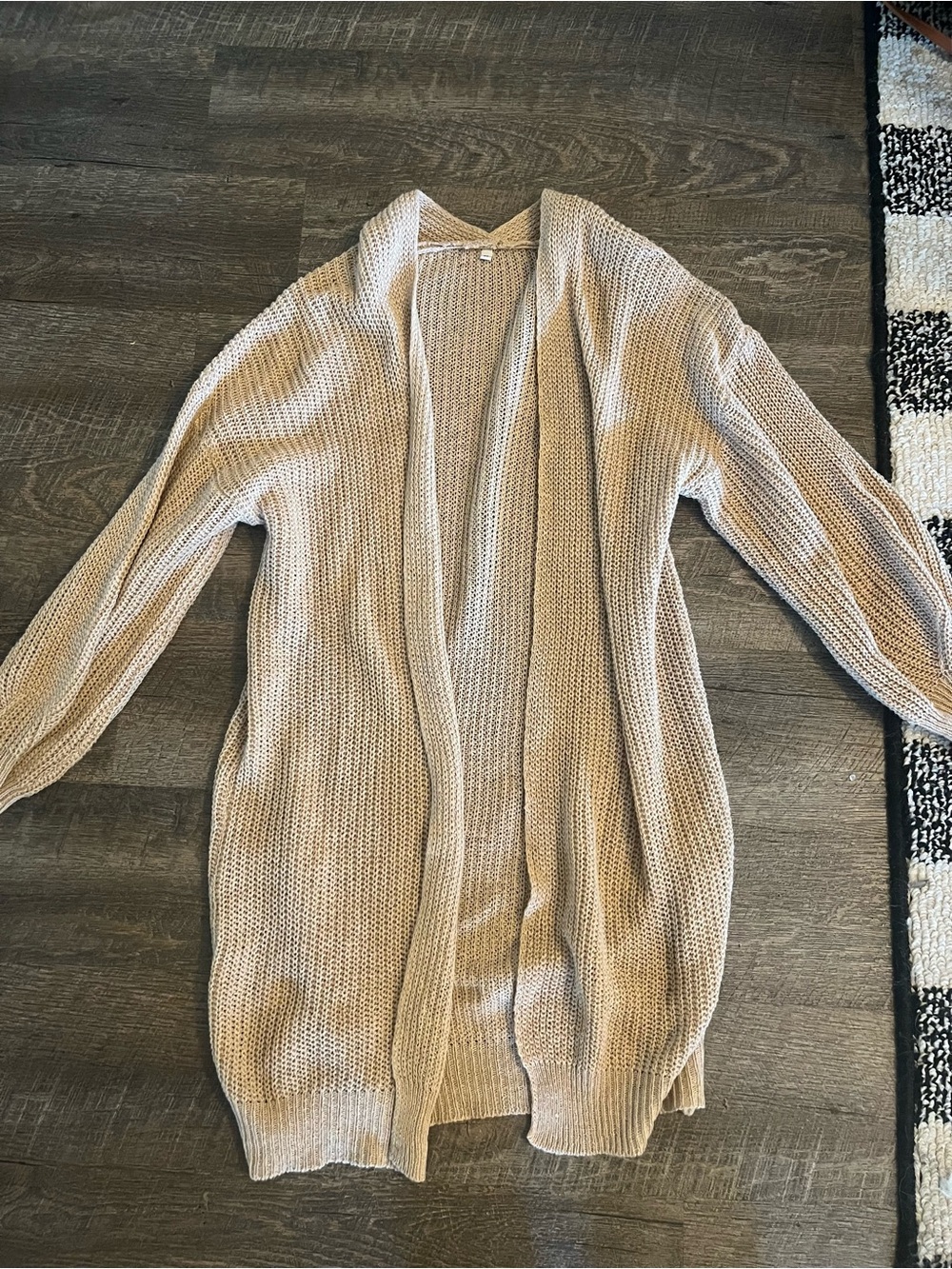 SHEIN Neutral Beige Open-Front Chunky Knit Cardigan